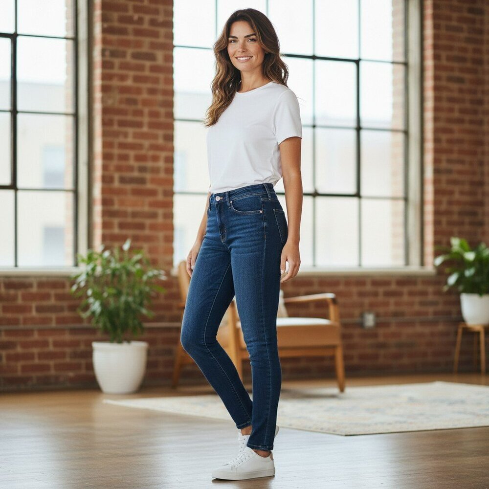 Judy Blue Womens Size 7 28 Medium Wash Blue Stretch Relaxed Fit Denim Jeans